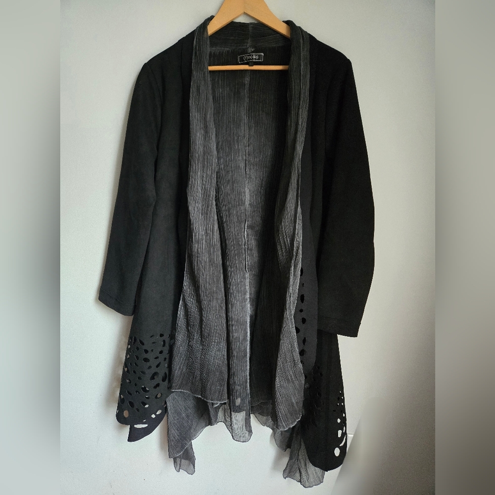 MINKAS Black and Gray One Of A Kind Long Blazer